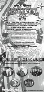 Full-page, black & white ad for upcoming Wild West Festival in Hays, Kan.